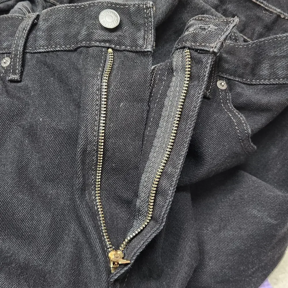 Levi's 505 Jeans Mens 38x30 Black Straight Leg Regular Fit Zip Fly Red Tab